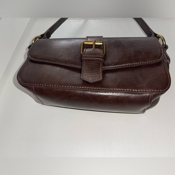 Brandy Melville Brown Buckle Shoulder Bag Purse Women's Faux Leather - Picture 6 of 9